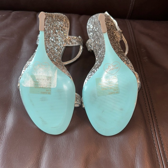 Silver Glitter Wedge Sandals, Betsy Johnson, Size 6.5 - Picture 7 of 7